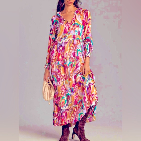 Anthropologie Dresses & Skirts - Anthropologie The Marais Printed Chiffon Maxi Dress Size 3X